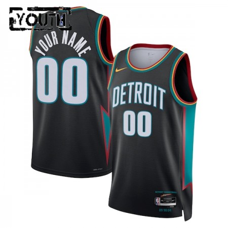 Barn Detroit Pistons Tröja Skräddarsydda Nike 2025-26 City Edition Svart Swingman Barn Detroit Pistons Tröja Skräddarsydda Nike 2025-26 City Edition Svart Swingman